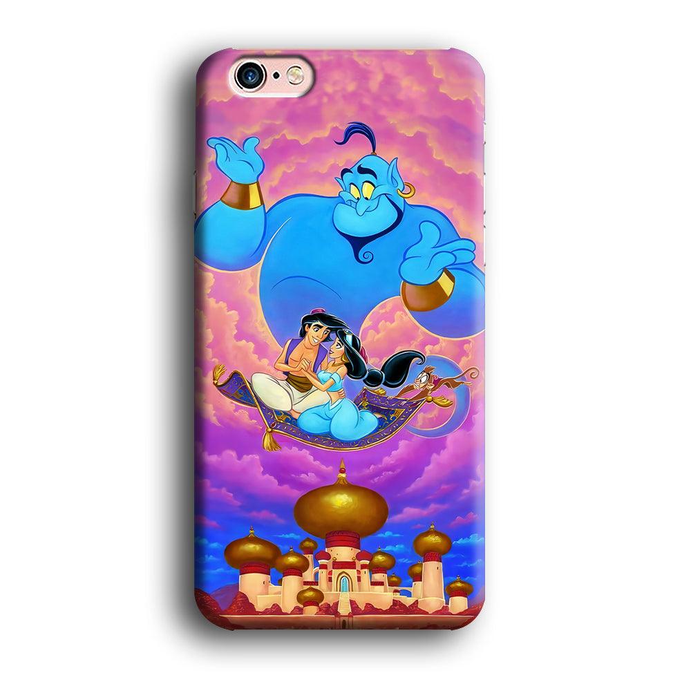 Aladdin iPhone 6 case featuring Genie and Aladdin on magic carpet with palace background by Altracase